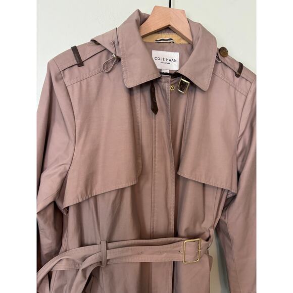 Cole Haan Women's Hooded Belted Trench Coat Taupe XL - Picture 2 of 12